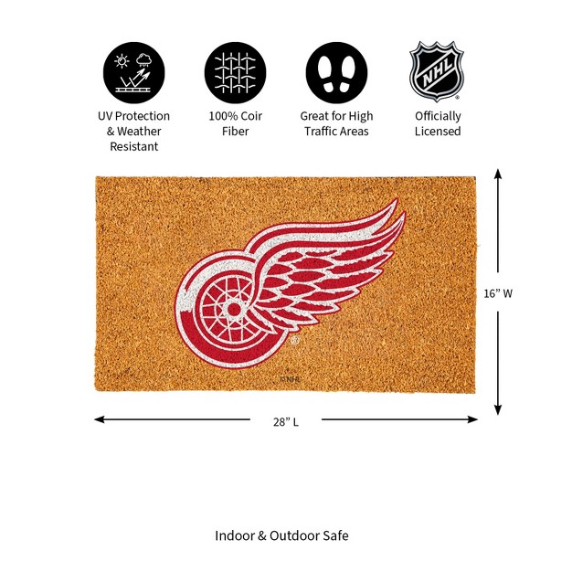 Evergreennhldetroit Red Wings Logo Natural Coir 28 X 16 Inches Indoor Outdoor Doormat