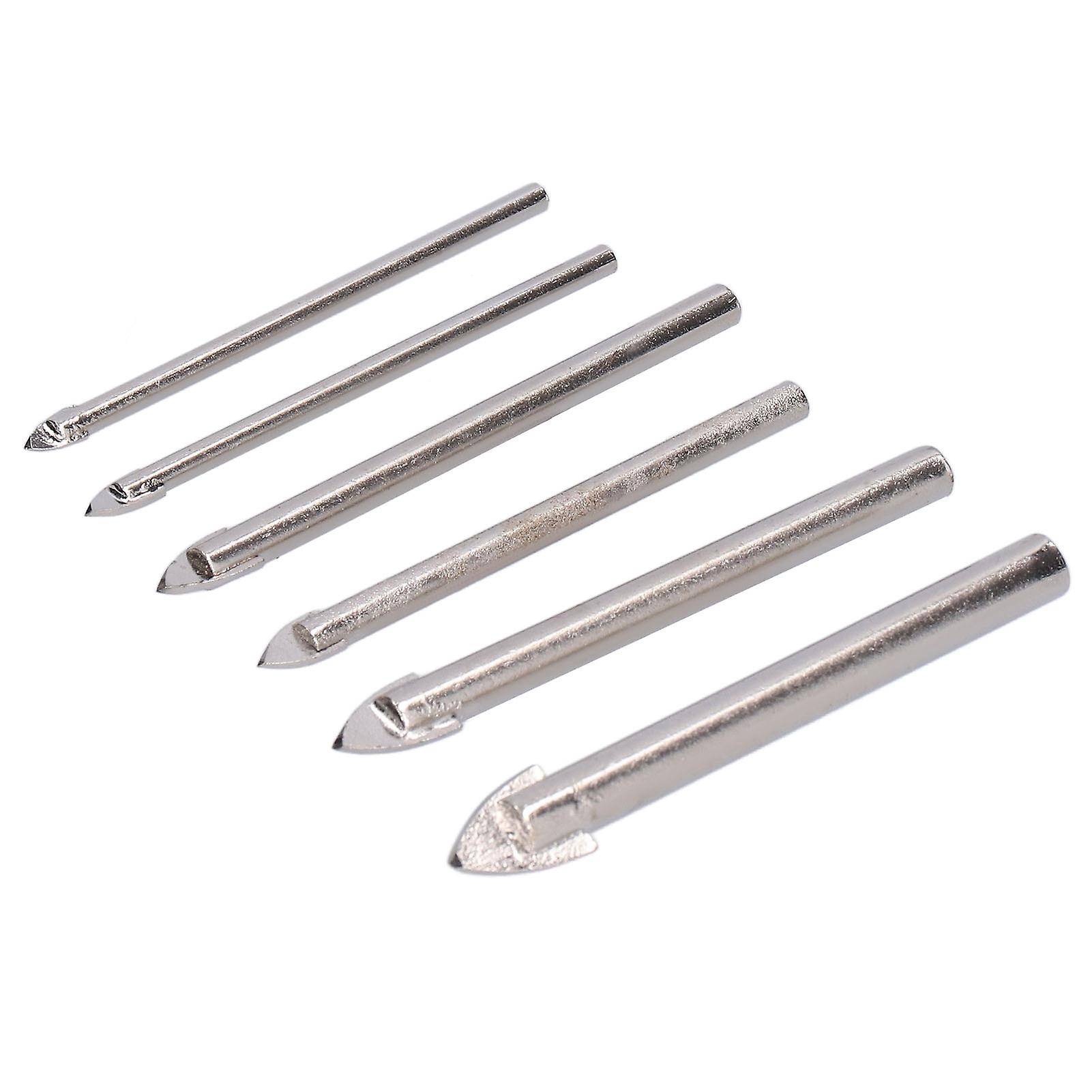 6pcs Glass Drill Bit 3 To 10mm Hard Alloy Accurate Stable Clean Neat Smooth Opening Glass Hole Opener