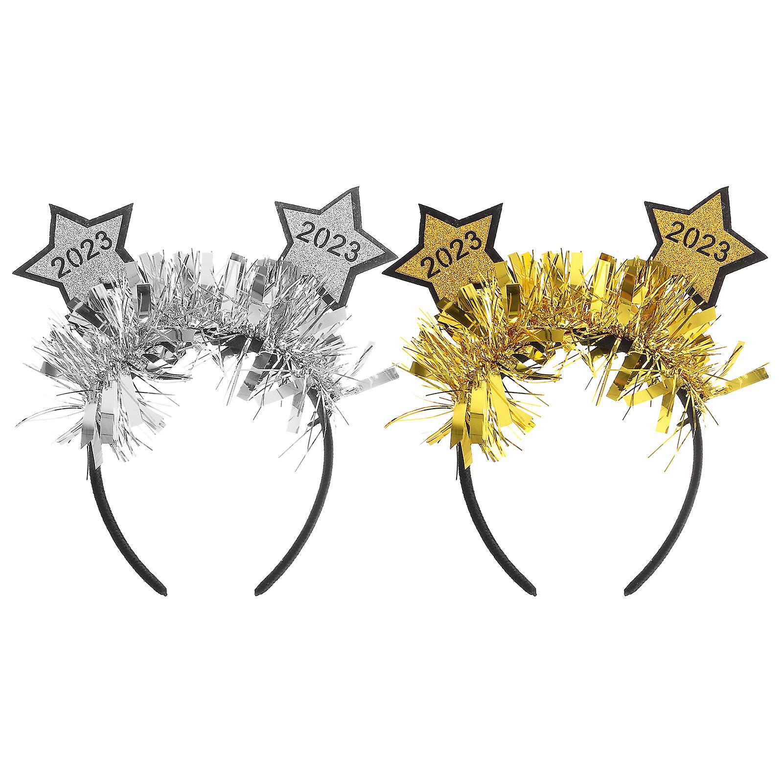 2pcs New Year Headdresses Hair Headbands 2023 New Year Hairband Decorations