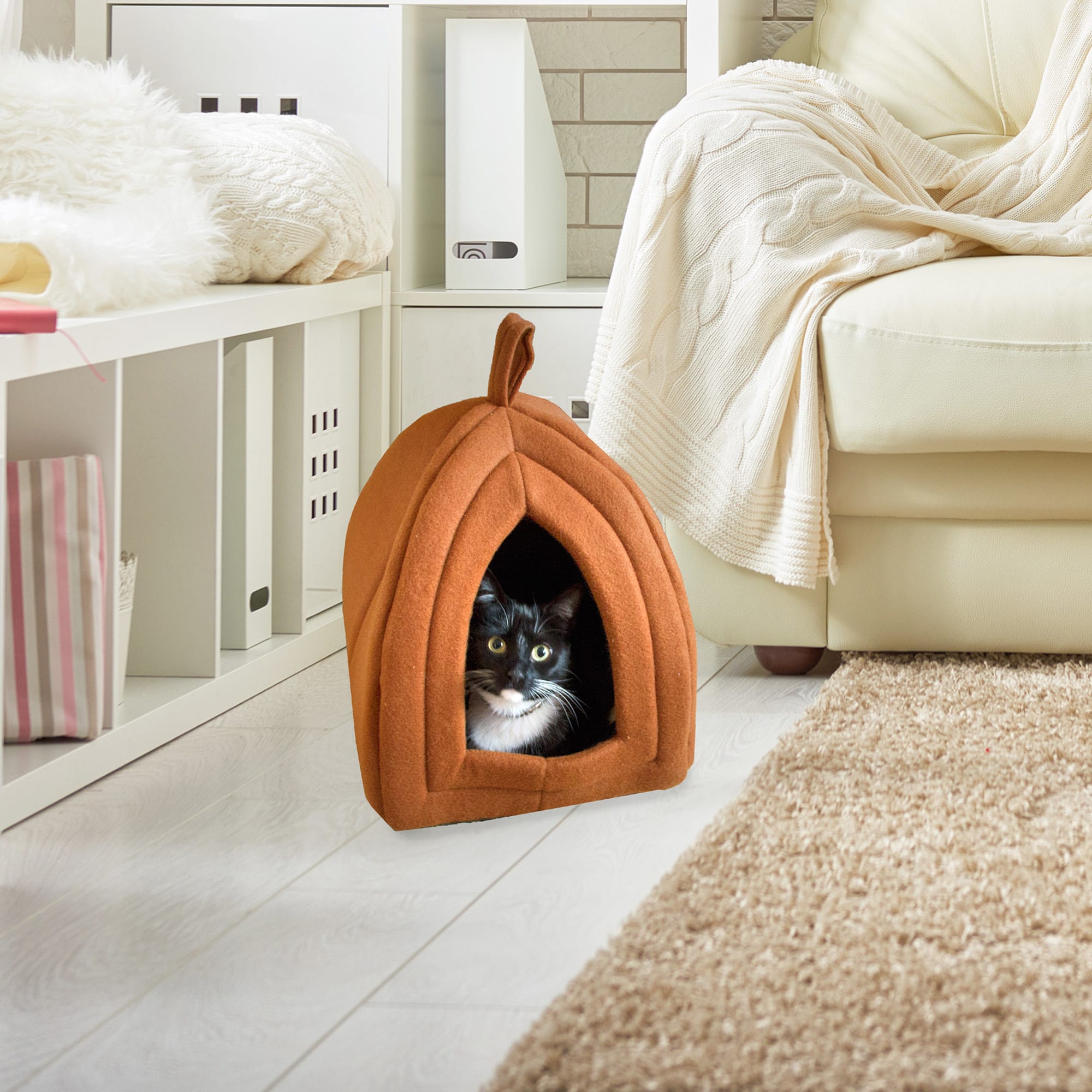 Pet Adobe Brown Igloo Cat Tent， 13