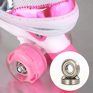 Roller Skates Adjustable Size with Light Up Flash LED 4 Wheels Fun Illuminating for Kids Children Boys Girls Multicolor， Size 10C-13C (Pink)