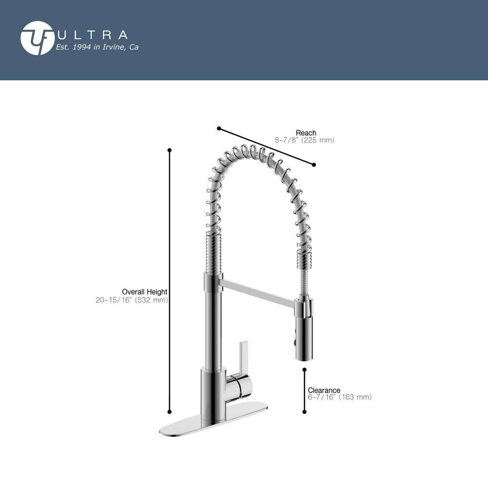 Ultra Faucets Euro Spring Single-Handle Pull-Down Sprayer Kitchen Faucet wAccessories Rust and Spot Resist in Oil Rubbed Bronze UF17405