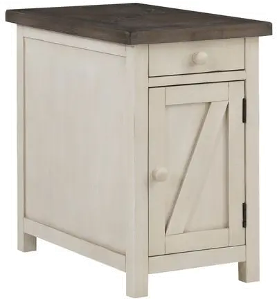 Landings Farmhouse Chair Side End Table with Cabinet Door and 1 Drawer - Cream/Brown