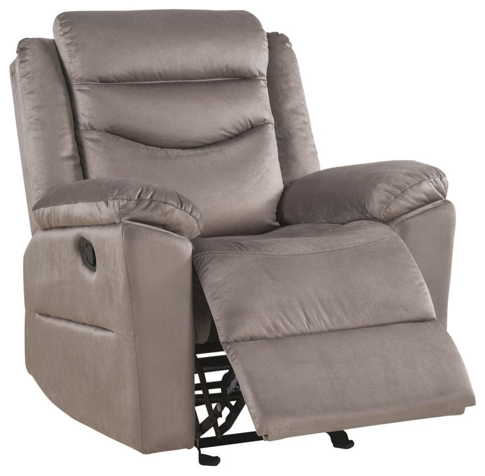 Fabric Upholstered Glider Recliner With Tufted Back Cushions Brown  Saltoro   Transitional   Recliner Chairs   by Dot  ampBo  Houzz