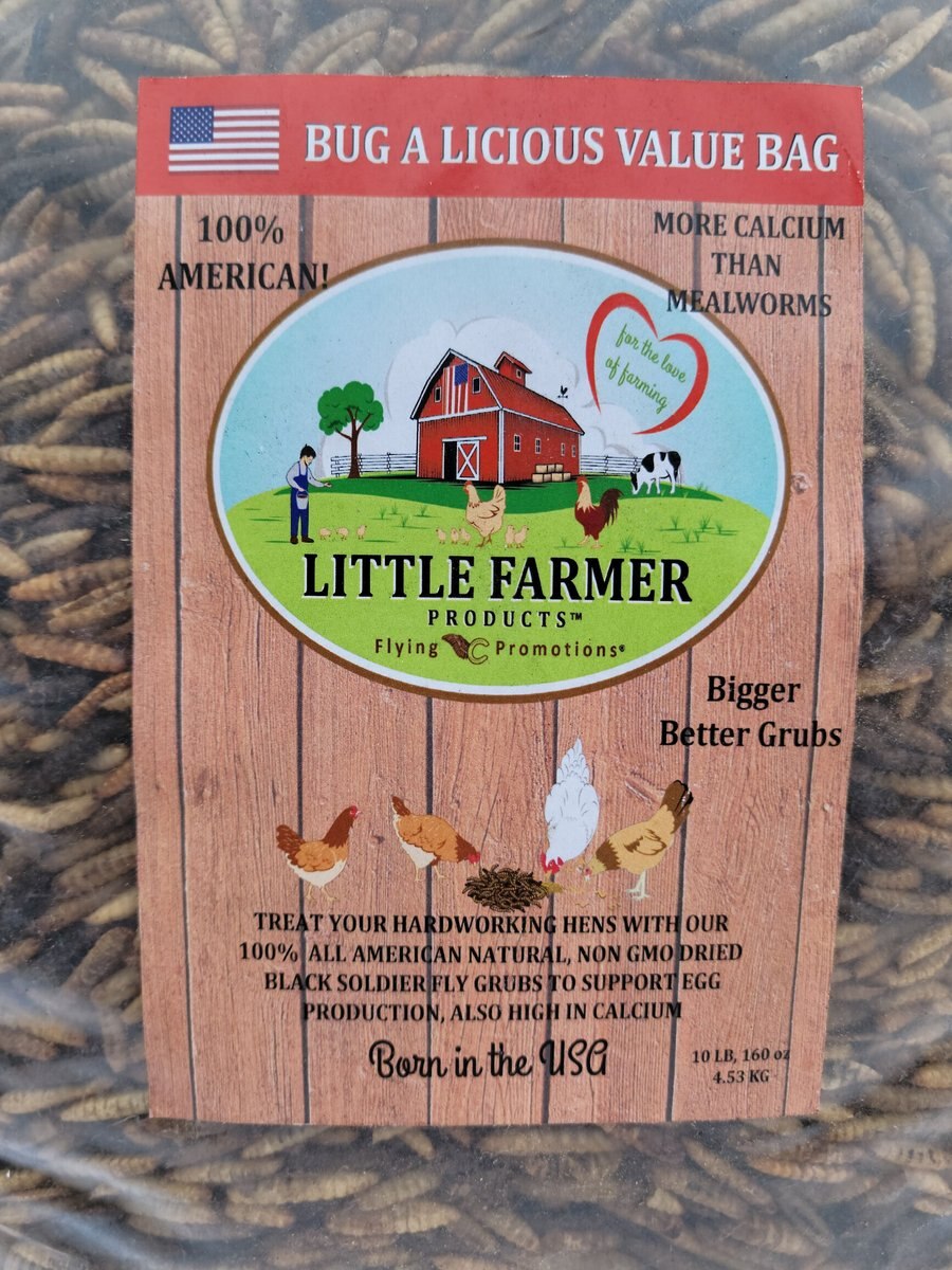 Little Farmer Products Value Grub Bulk Dried Black Soldier Fly Grubs Chicken Treats， 10-lb bag