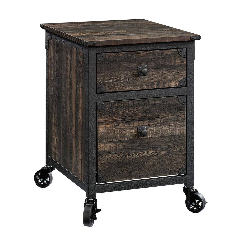 SAUDER Steel River Carbon Oak File Cabinet with Casters 423974