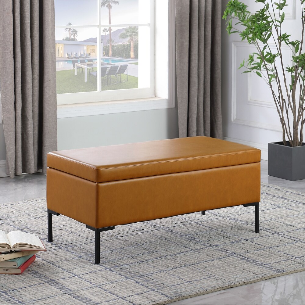 HomePop Large Storage Bench with Metal Legs