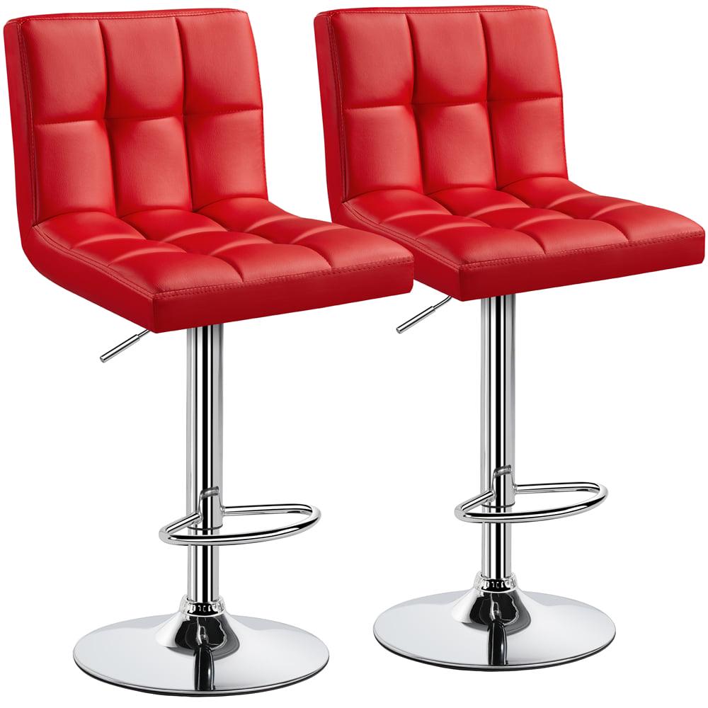 SmileMart 2pcs Adjustable PU Leather Bar Stools for Home Red  Crowdfused