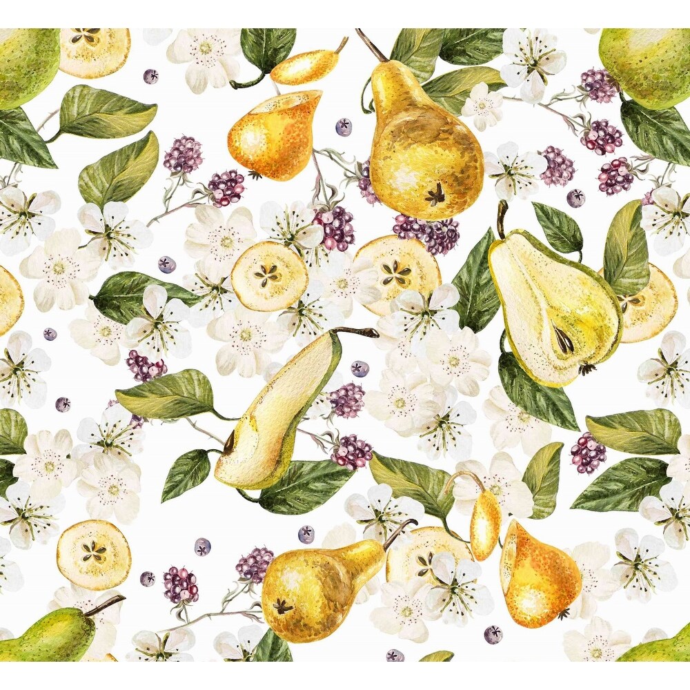 Violet Linen European Pears Flowers Pattern Tablecloth