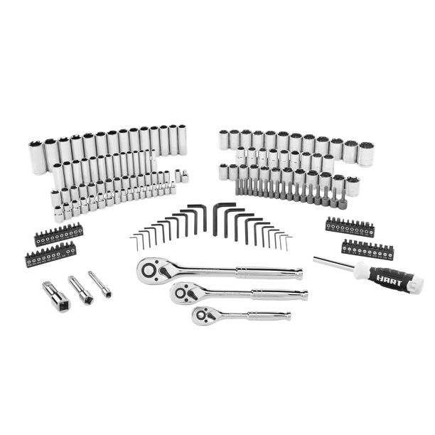 Hart Multiple Drive 180-Piece Mechanics Tool Set， Chrome Finish