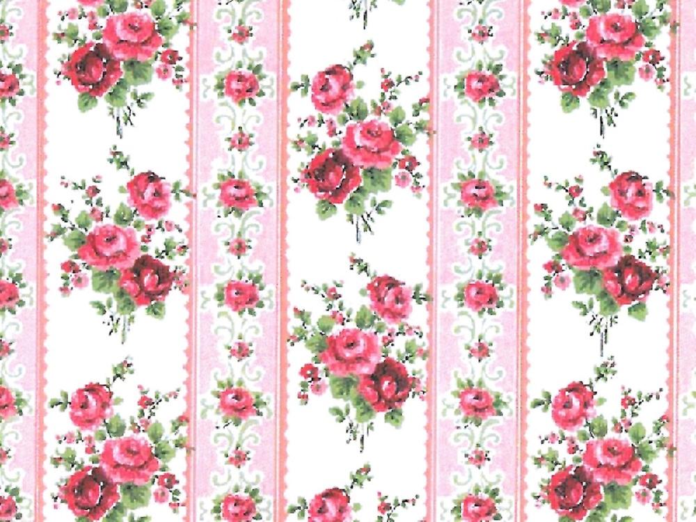 Dolls House Large Pink Roses Wallpaper Miniature Print 1:12 Scale