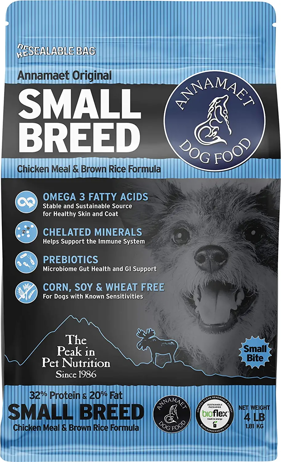 Annamaet Original Small Breed Formula Dry Dog Food (Chicken and Brown Rice) 4-lb Bag