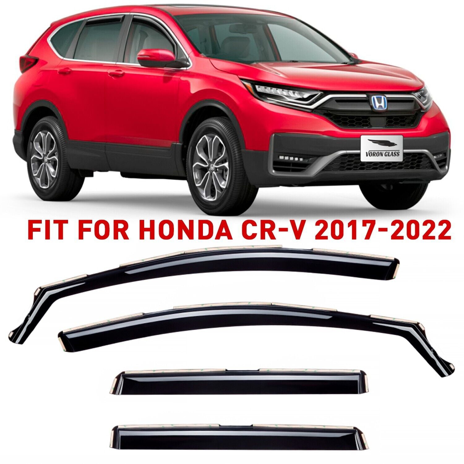 Voron Glass in-Channel Extra Durable Rain Guards for Honda CR-V (CRV) 2017-2022， Window Deflectors， Vent Window Visors，  4 Pieces - 220150