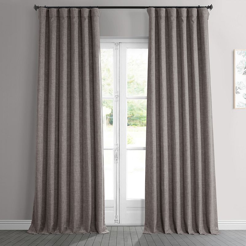 EFF 1-Panel Solid Faux-Linen Window Curtain