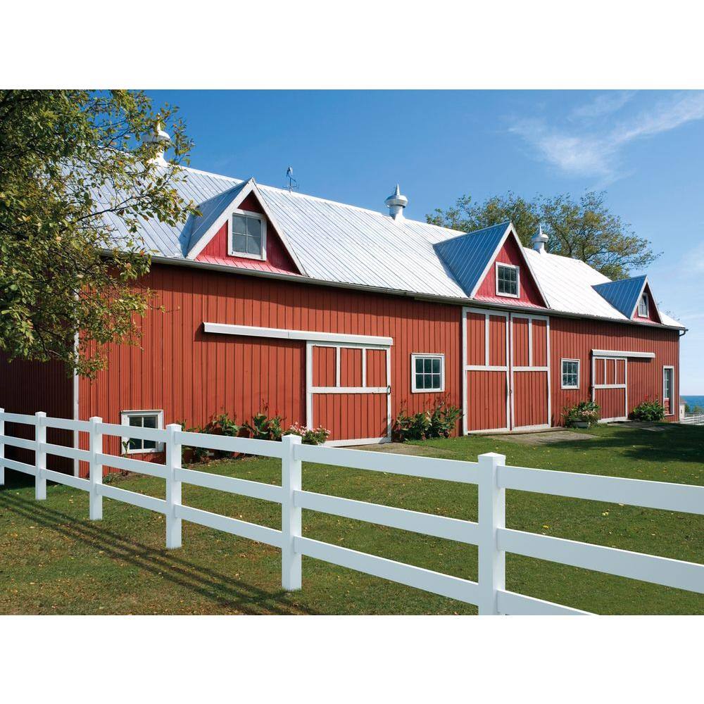 Veranda 5 in. x 5 in. x 7 ft. Vinyl White Ranch 3-Rail End Post 9127