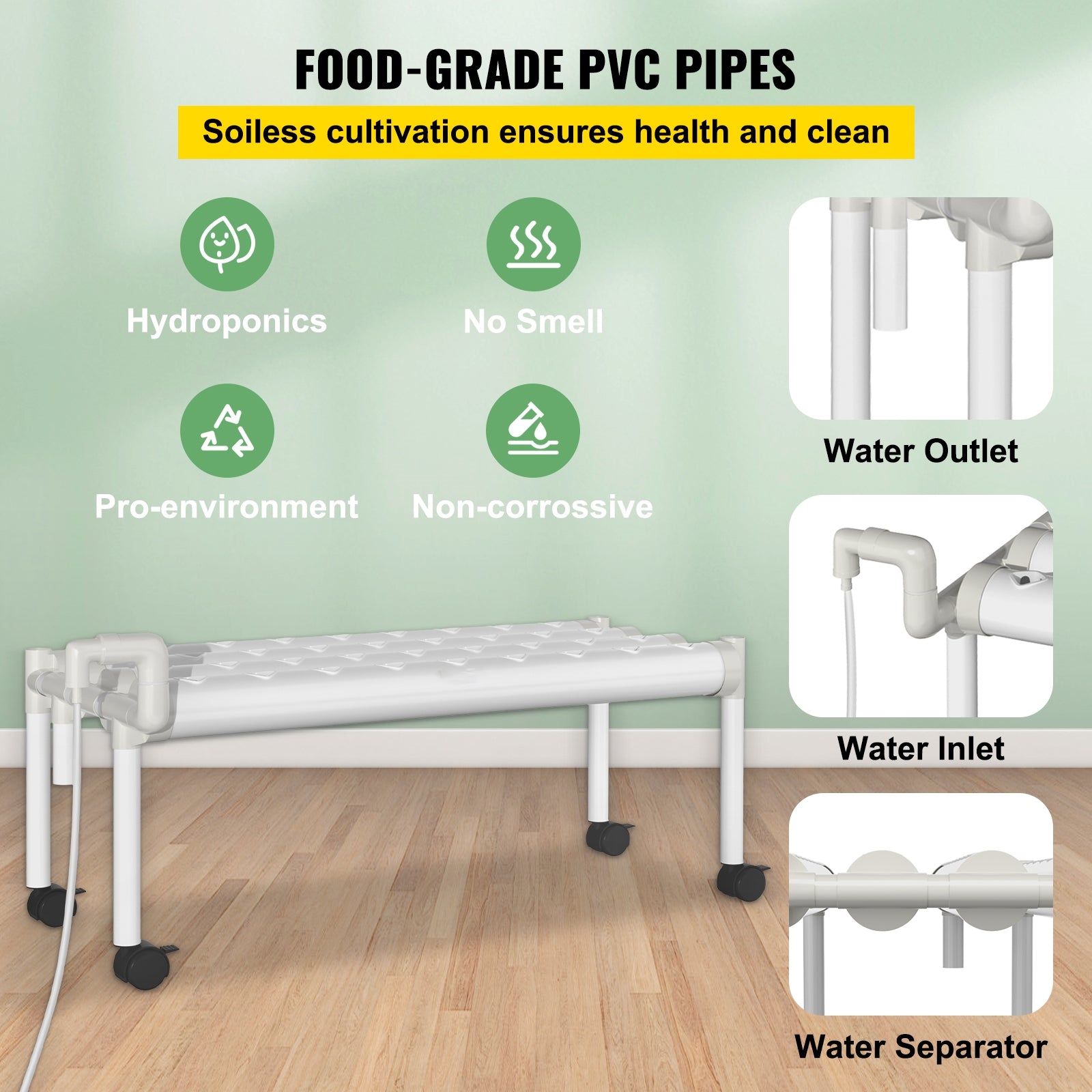 BENTISM Hydroponic Grow Kit Hydroponics System 36 Plant Sites 1 Layer 4 Pipes