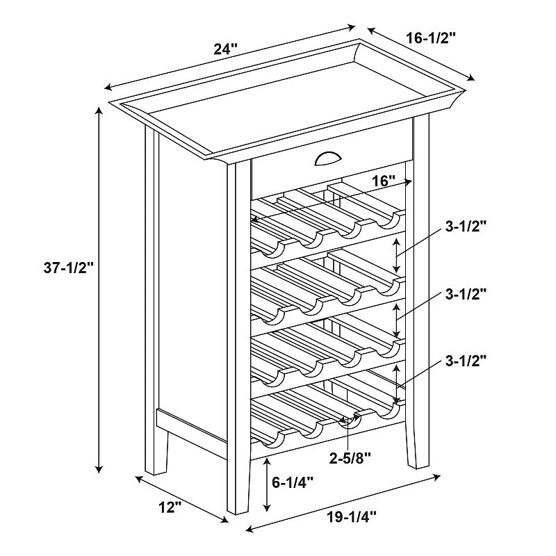 Linon Tavor Wine Rack Bar Table