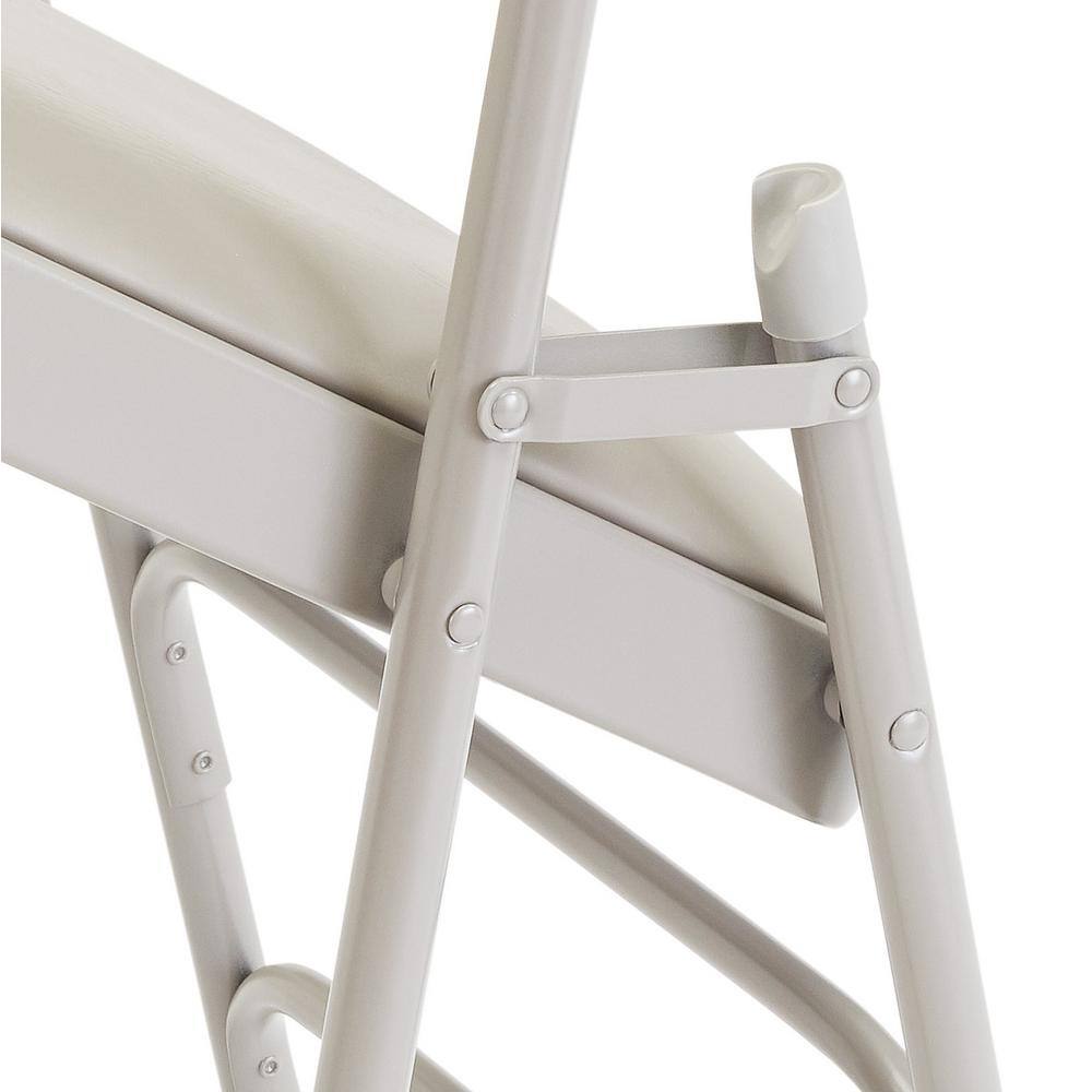 National Public Seating 1300 Series Warm Grey Premium Vinyl Upholstered Triple Brace Double Hinge Folding Chair (4-Pack) 1302