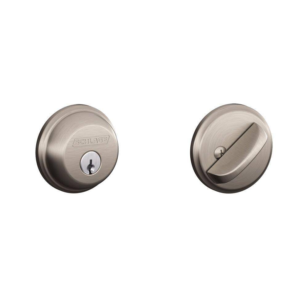 Schlage B60 Series Satin Nickel Single Cylinder Deadbolt Certified Highest for Security and Durability B60.N.G.619