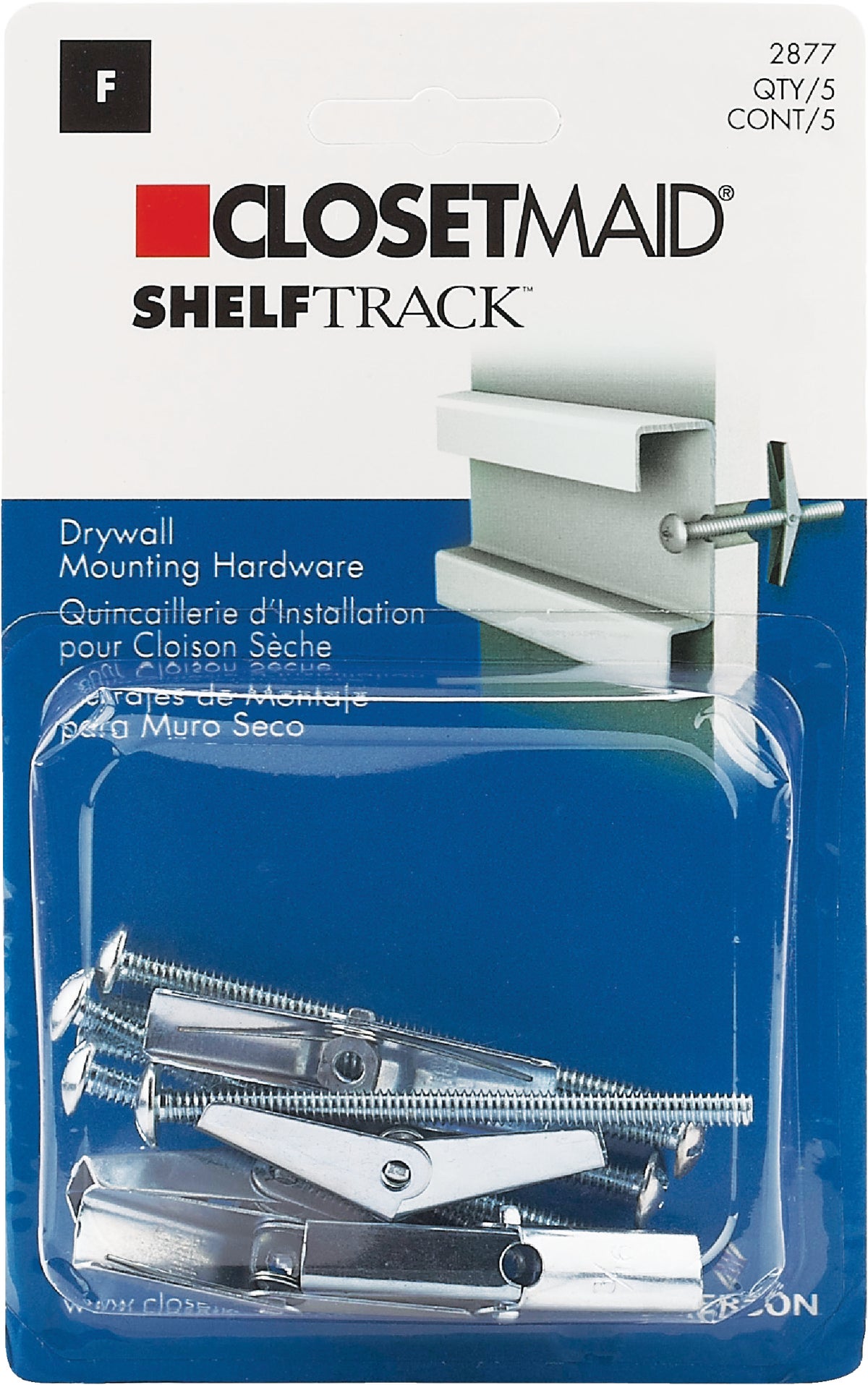 Closetmaid ShelfTrack 5-Piece Hang Track Mounting Hardware Silver