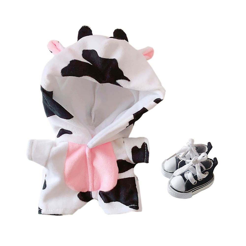 Cow Suit 20cm Plush Doll Clothes Bodysuit Canvas Shoes