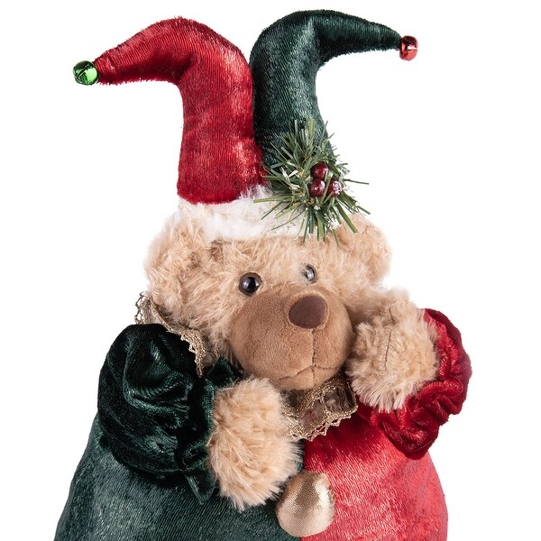 Christmas Plush Bear Figurine in Clown Costume