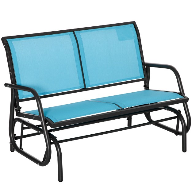 Outsunny 2 person Outdoor Glider Bench Patio Double Swing Rocking Chair Loveseat W powder Coated Steel Frame For Backyard Garden