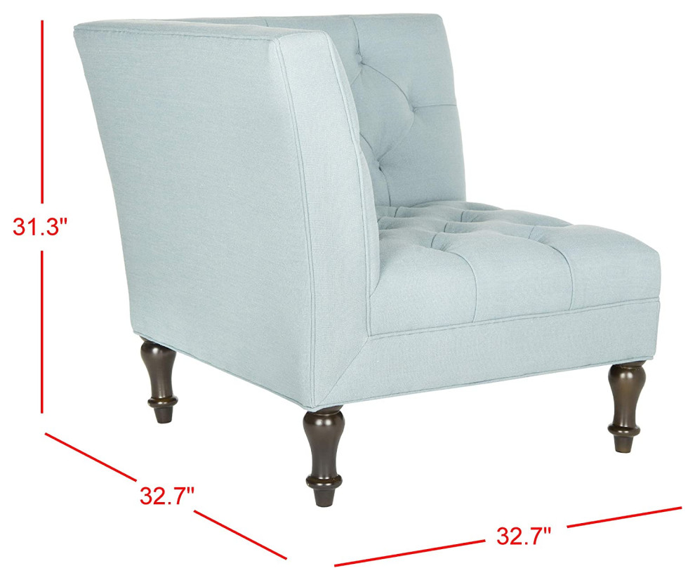 Corner Accent Chair  Turned Legs With Button Tufted Seat and Back  Sky Blue   Traditional   Armchairs And Accent Chairs   by Declusia  Houzz