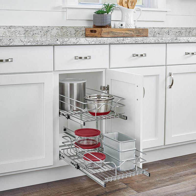 Rev-A-Shelf Kitchen Cabinet Pull Out Shelf Organizer， 12 x 22 In， 5WB2-1222CR-1