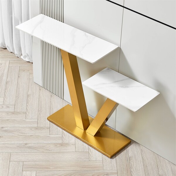 Console Table，Exquisite Shape Design w/ Adjustable Foot Pads