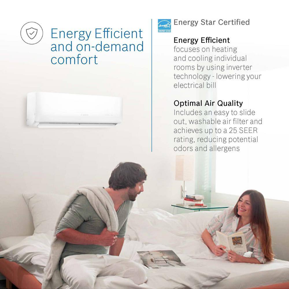 Bosch Gen 23 ENERGY STAR 2-Zone 18000 BTU 1.5 Ton Ductless Mini Split Air Conditioner with Heat Pump 230-Volt 8733957060