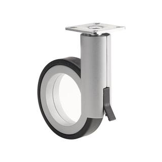 Richelieu Hardware Rotola Series 3-916 in. (90 mm) Black and Aluminum Braking Swivel Plate Caster with 132 lb. Load Rating 8088128010