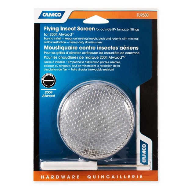 Camco 42144 Heavy duty Flying Insect Screen For Rvs Compatible With Atwood Hydroflame Furnaces Installation Tool Included Stainless Steel