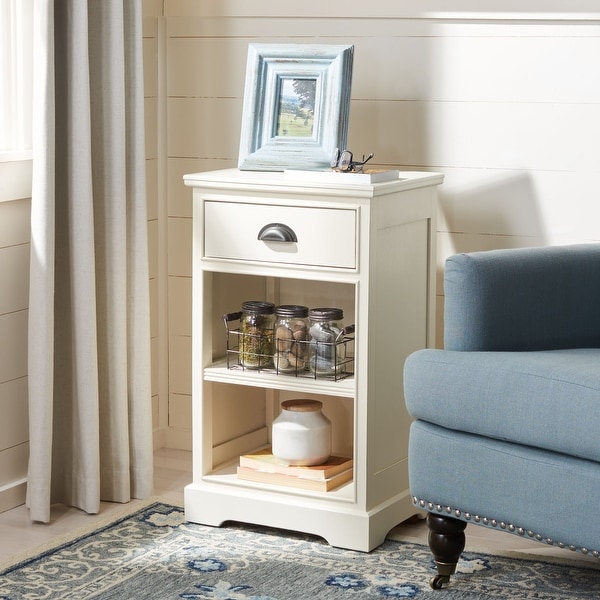 SAFAVIEH Griffin White Storage Side Table - 17.7