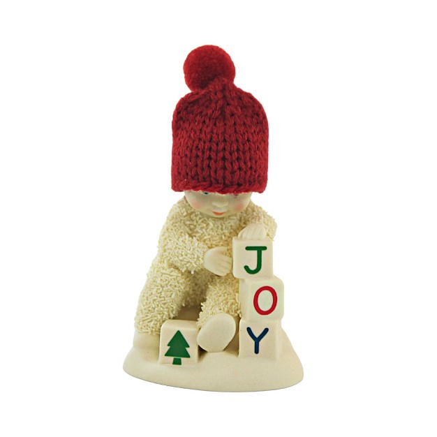 Snowbabies Make Your Own Joy One Figurine 4 0 Inches Blocks Red Knit Hat 6012328 Porcelain Off white