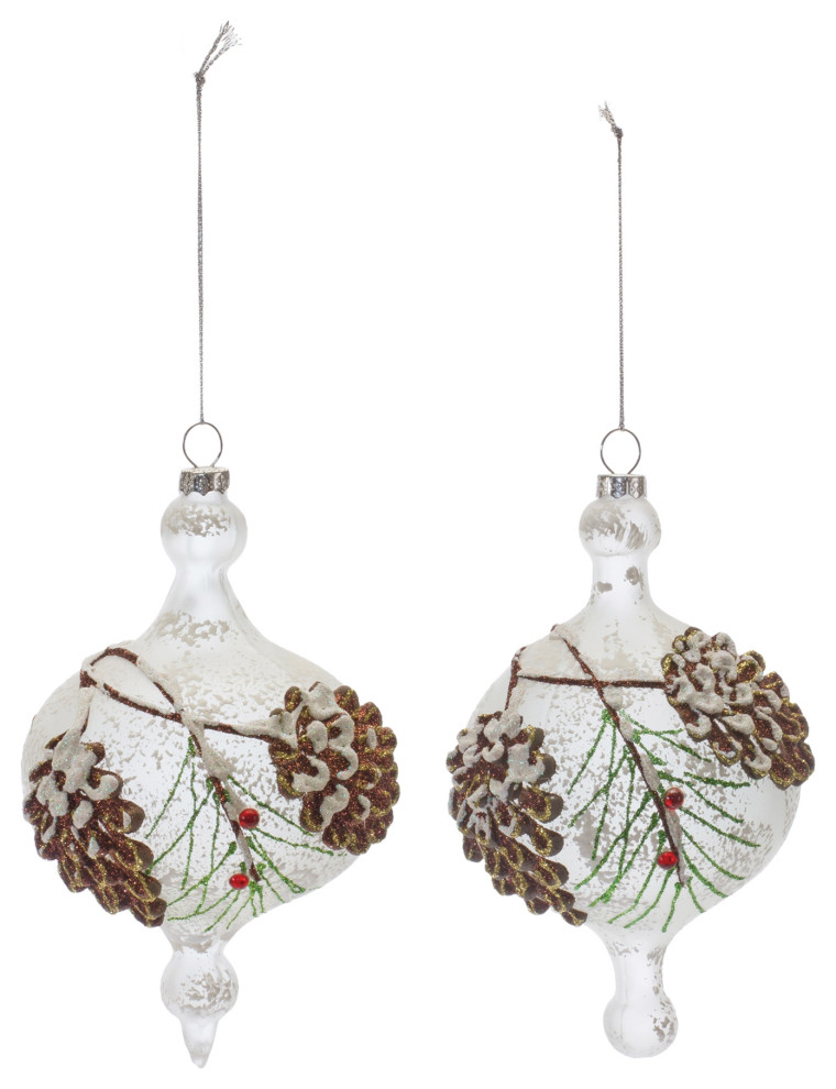 Glass Pinecone Onion Ornament  Set of 12   Rustic   Christmas Ornaments   by Melrose International LLC  Houzz