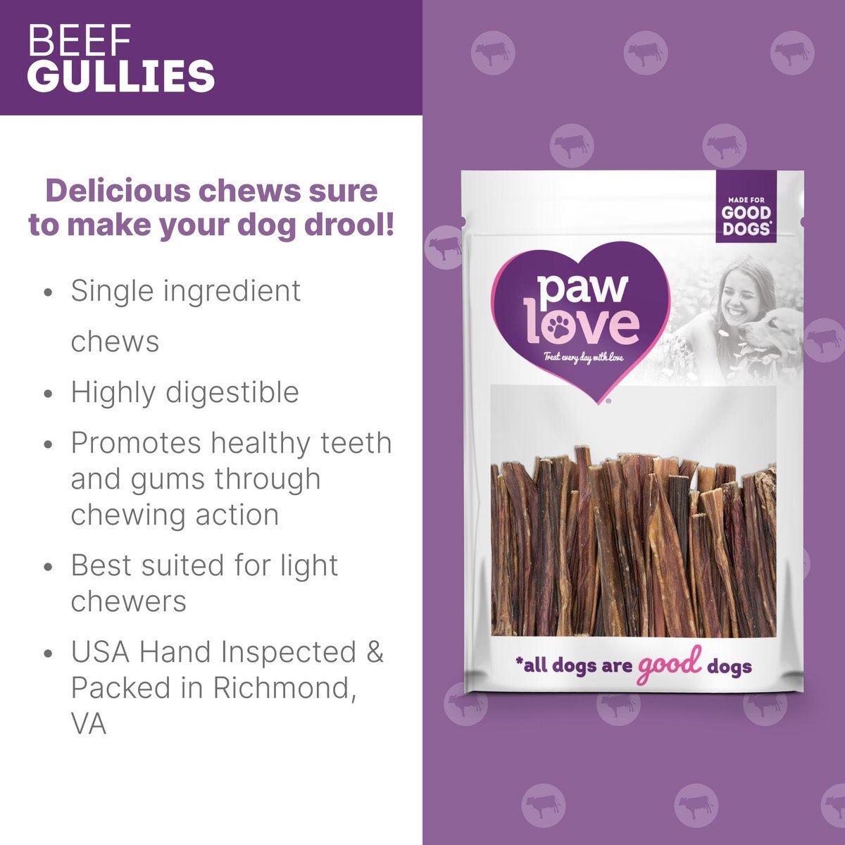 PawLove 6-in Gullies Dog Treat， 30 count