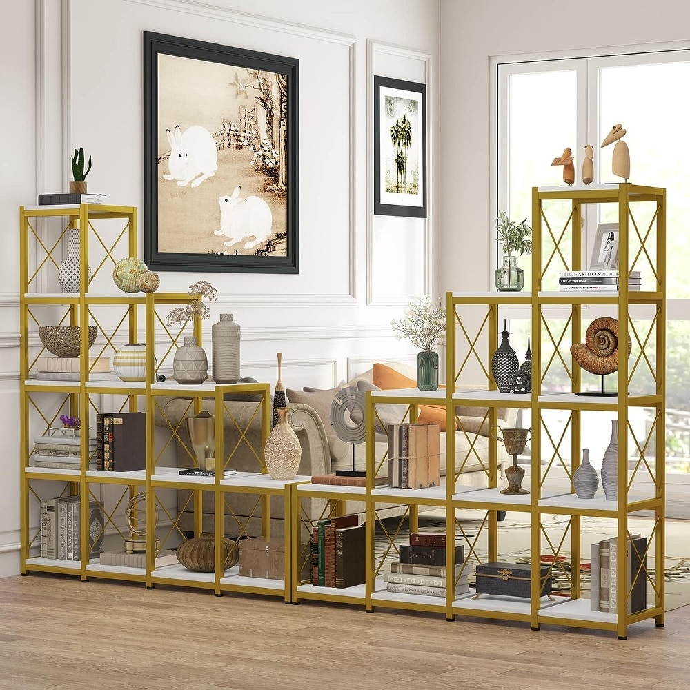 PAKASEPT 14 Shelves Bookshelf  Ladder Corner Bookshelf