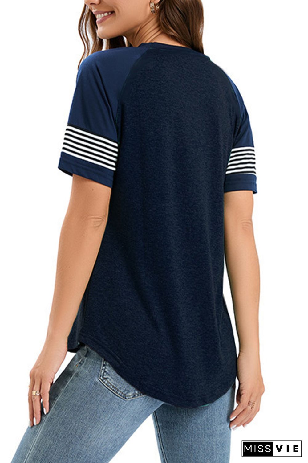 Colorblock Splicing Stripe Tee