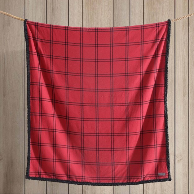 Kettle Falls Plaid High Pile Fleece Reversible Throw Blanket Eddie Bauer