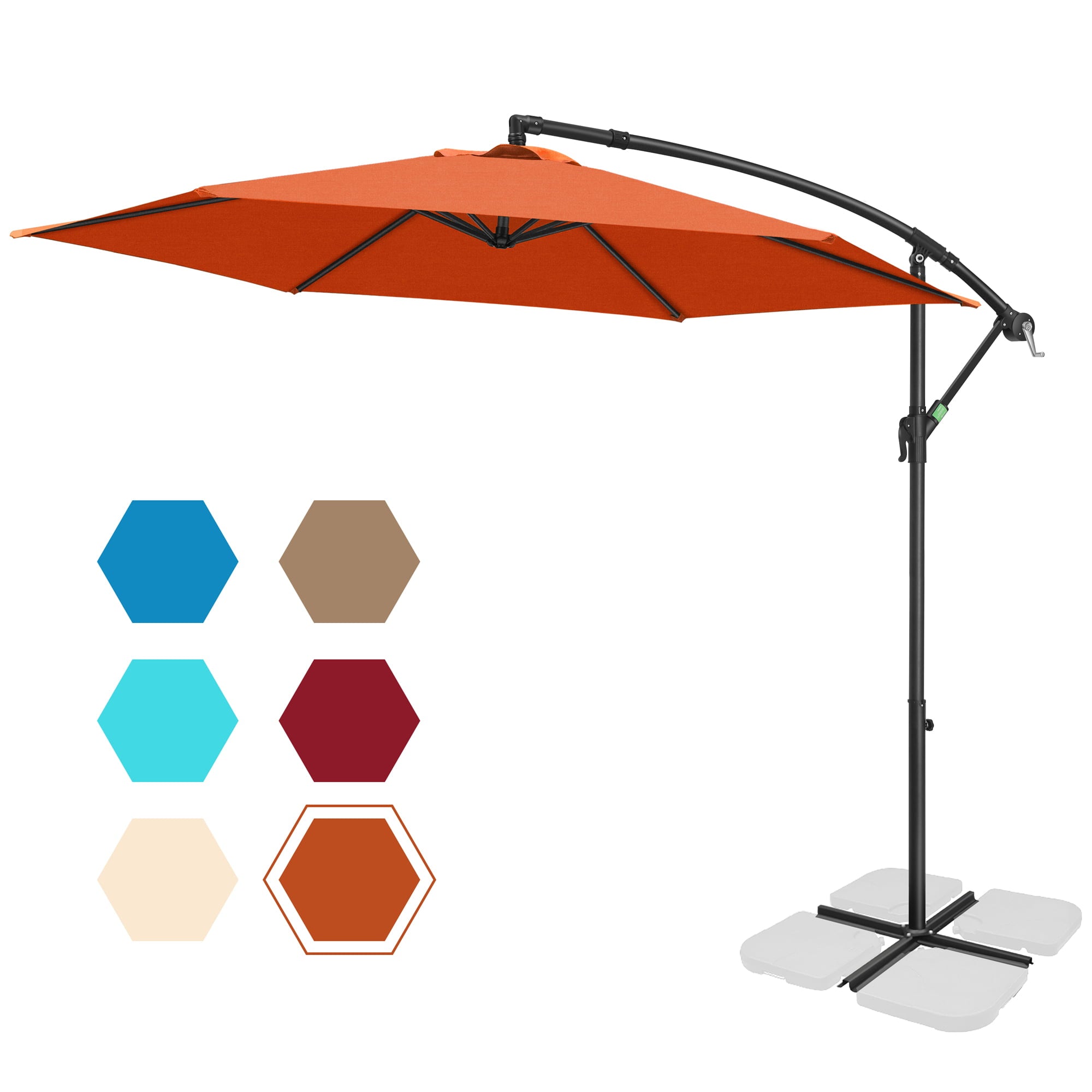 LovoIn 10FT Offset Outdoor Market Patio Umbrellas Hanging Cantilever - Coral Red