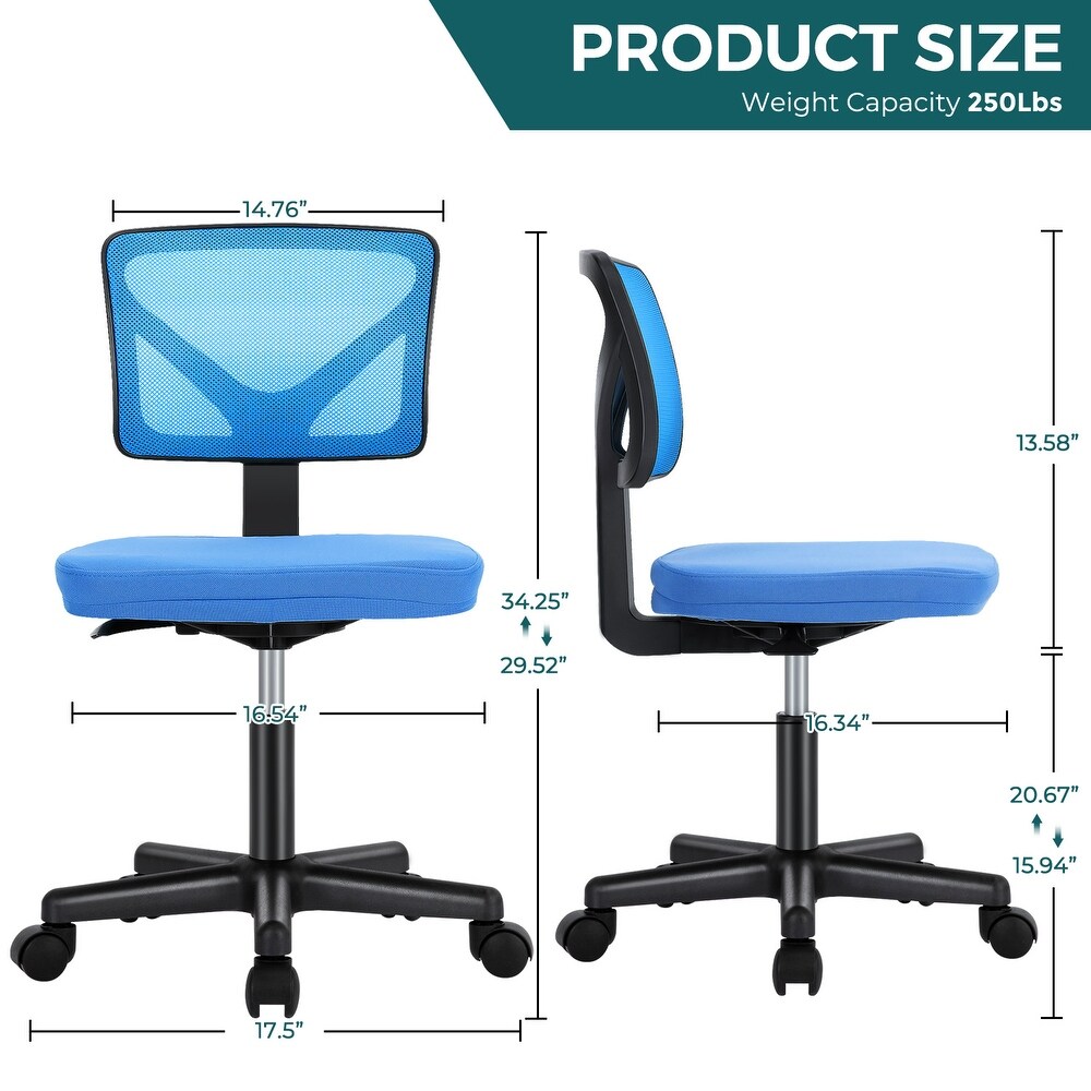 Armless Desk Chair Small Home Office Chair with Lumbar Support