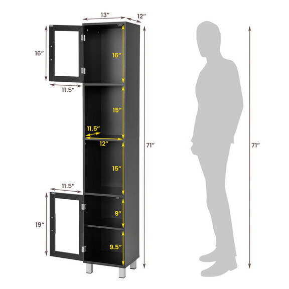 Costway 04631975 71 Inch Height Wooden Organizer B...