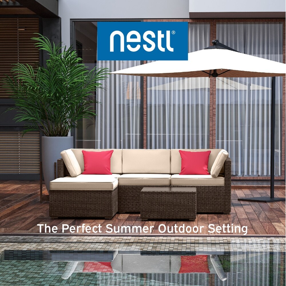 Nestl 5 Piece Outdoor Wicker Patio Furniture Set   Patio Furniture Set with Sectional Patio Seating