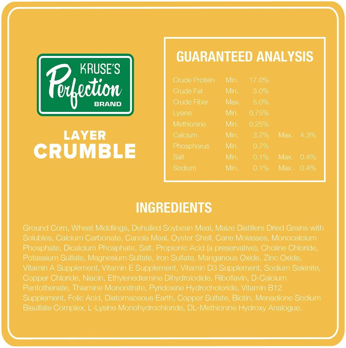 Kruse's Perfection Brand Poultry Layer Crumble Chicken Feed