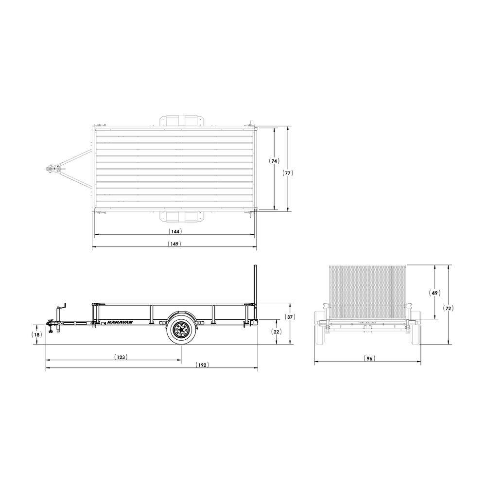Karavan 6 ft. x 12 ft. Wood Floor Utility Trailer Kit w Patented Pivot Down Rail System KHD-2990-72-12-PU