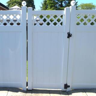 Weatherables Glenshire 3 .5 ft. W x 6 ft. H White Vinyl Privacy Lattice Top Fence Gate Kit SWPR-LAT11.3-6X42.5