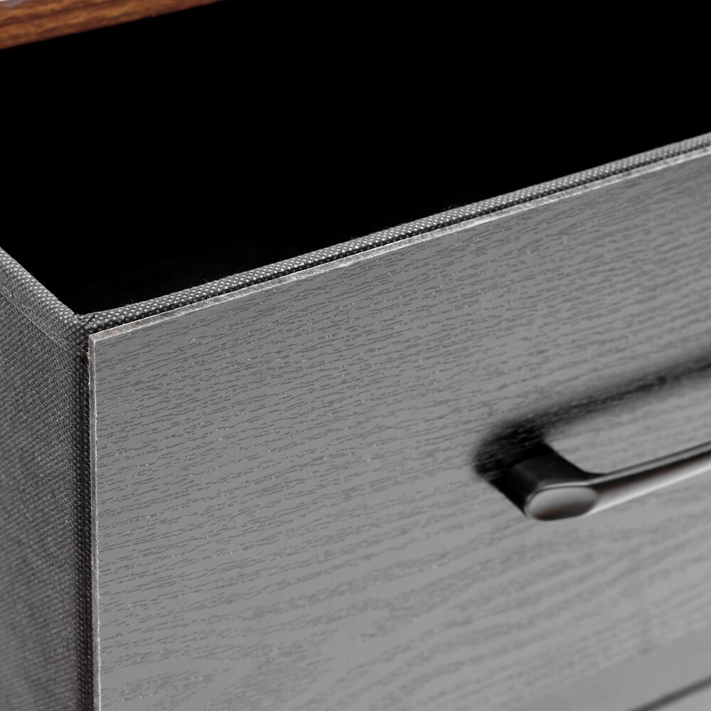 Black Manufactured Wood 4 Drawer Accent Chest with Brown Accents
