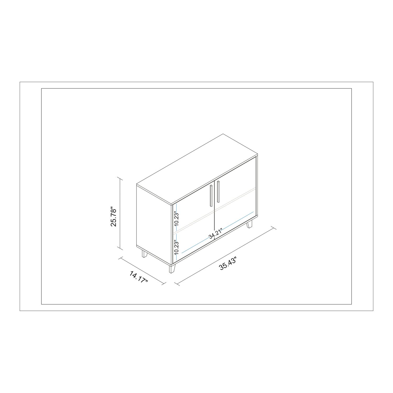 Manhattan Comfort Herald 2-Shelf Double Side Cabinet