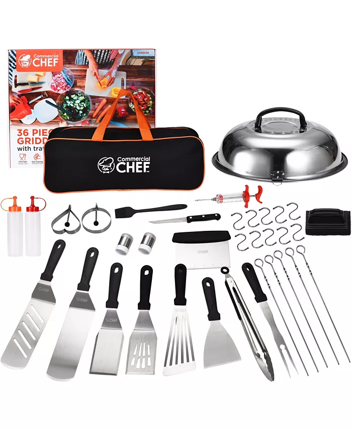 Commercial Chef Blackstone Griddle Accessories Kit - Flat Top Grill Accessories - Griddle Tools Utensils - for Breakfast Hibachi and Camp Chef Griddle - with Chef Spatula Set and Cleaning Kit - 36 PCS